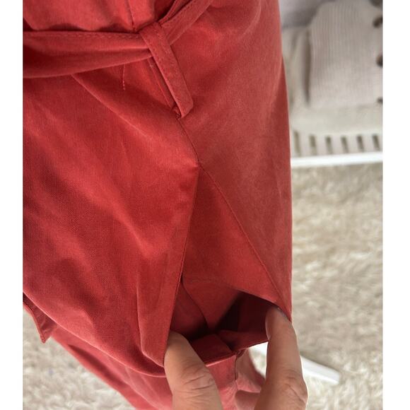 Long Tall Sally Women's Sz 8 Tall Burnt Orange Midi Tie Waist Shirt Dress #0600 - Picture 6 of 14